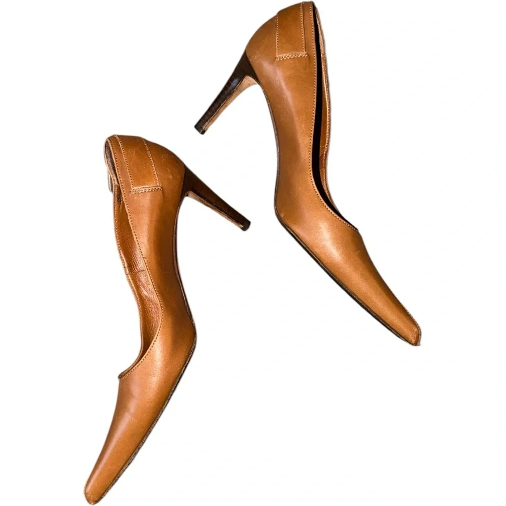 Yves Saint Laurent YSL Vintage Brown Buckle Leather Heels